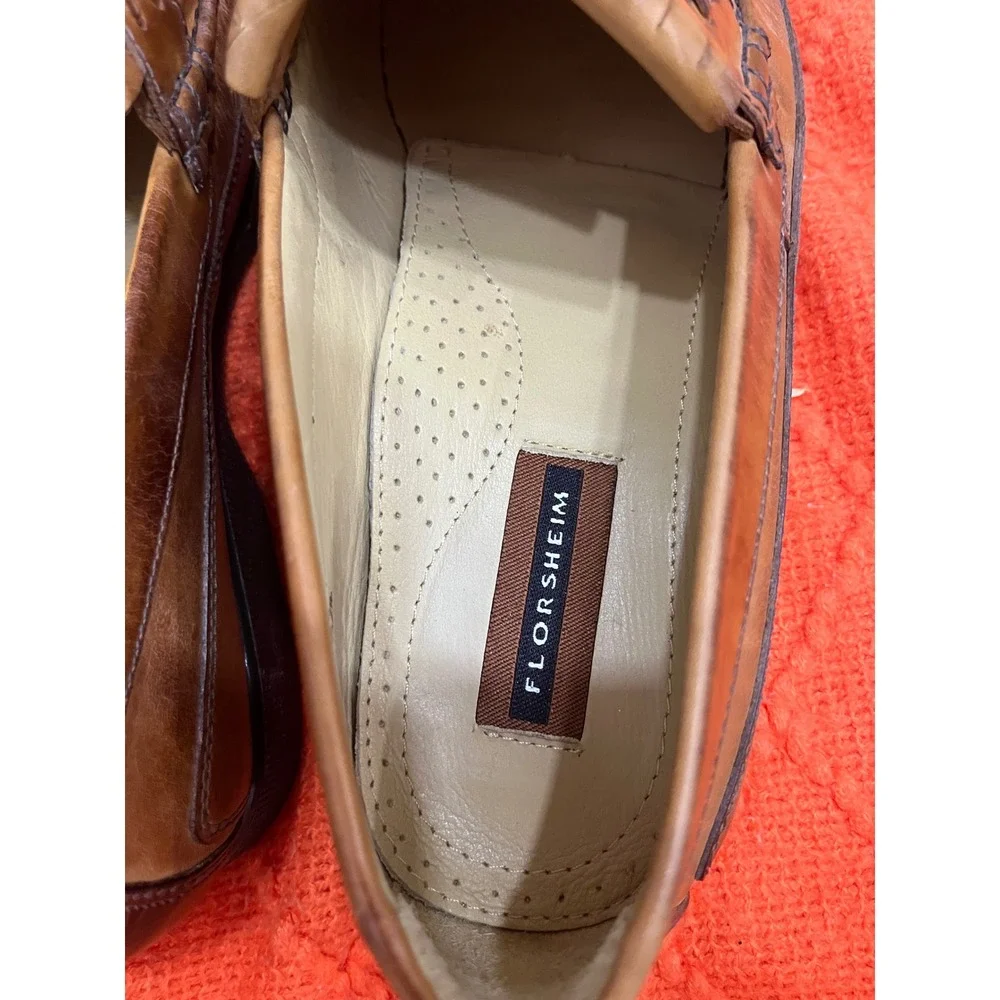 Florsheim Tassel Kiltie Loafers Mens 12 EEE Leather Woven Slip On Dress‎ Shoes